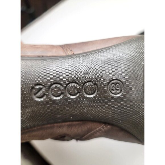 Ecco Brown Leather Ankle Heel Boots Strap & Side Zipper Closure Size 39 - Picture 13 of 13